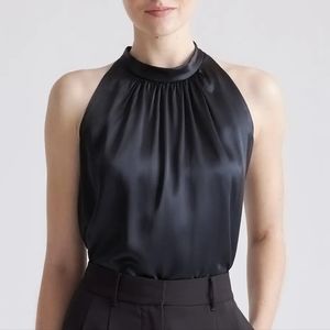 NWT 💯 Washable silk halter top black size large Quince
